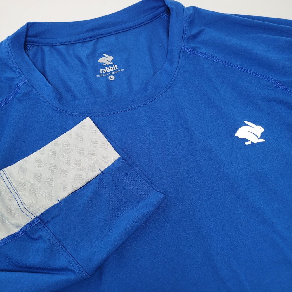 Rabbit Running Shirt Mens XL Blue Long Sleeve RM117 Excellent Contrast Panels